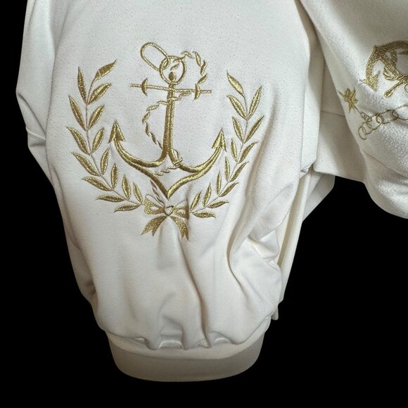 Woman's White with Gold Embroider Sweatshirt & Pants Set size XL Nautical - Picture 6 of 15